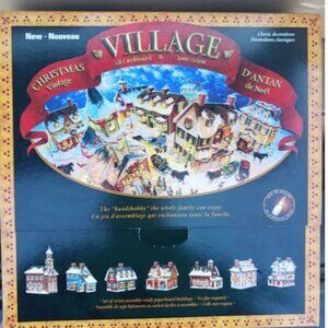 BRAND NEW  Vintage Christmas Cardboard Village Puzzle Game Set